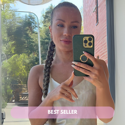 girl with a long braid hair extension dark blonde